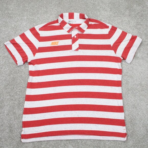Nike Golf Polo Shirt Mens XL Red/White Dri-Fit Cotton/Polyester Blend S/S - Picture 1 of 13
